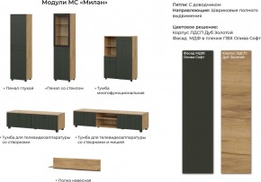 Гостиная Милан Дуб Золотой/Олива Софт в Аше - asha.mebel74.com | фото 2