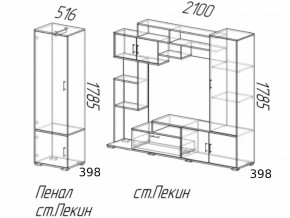 Гостиная Пекин с пеналом Венге-Лоредо в Аше - asha.mebel74.com | фото 3