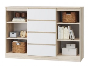 Комод 2 двери 4 ящика Лори дуб сонома, белый в Аше - asha.mebel74.com | фото 2