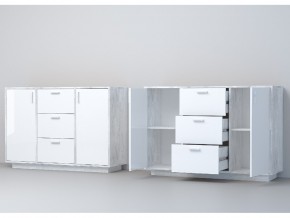 Комод Эго К-2 бетон светлый/белый глянец на цоколе в Аше - asha.mebel74.com | фото