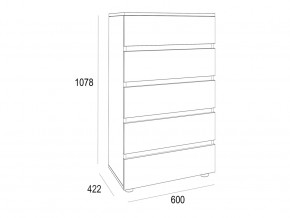 Комод Лотос 600 с 5-ю ящиками Бетон серый в Аше - asha.mebel74.com | фото 2