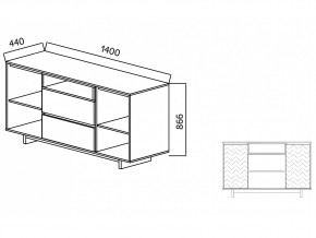 Комодино Moderno-1400 Ф1 в Аше - asha.mebel74.com | фото 2