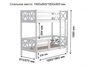 Кровать 2-х ярусная Аист-2 Прованс белый 1800х900 мм в Аше - asha.mebel74.com | фото 2