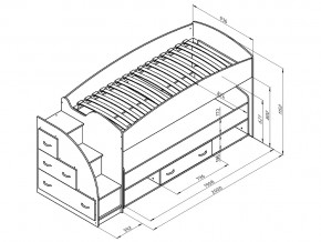 Кровать чердак Дюймовочка 4/3 Голубой в Аше - asha.mebel74.com | фото 2