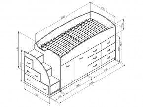 Кровать чердак Дюймовочка 4 Голубой в Аше - asha.mebel74.com | фото 2