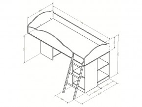 Кровать чердак Дюймовочка 5.1 Голубой в Аше - asha.mebel74.com | фото 2