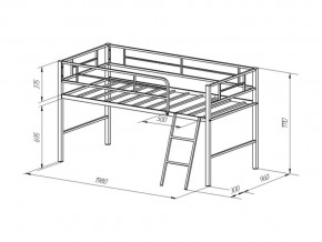 Кровать чердак Севилья Мини черная в Аше - asha.mebel74.com | фото 2