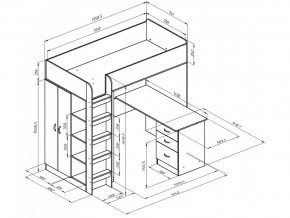 Кровать чердак Теремок 3 Дуб молочный-Голубой в Аше - asha.mebel74.com | фото 2