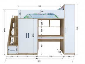 Кровать чердак Тея с пеналом ясень-белый в Аше - asha.mebel74.com | фото 2