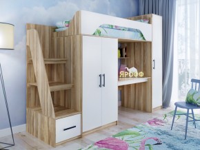 Кровать чердак Тея с пеналом ясень-белый в Аше - asha.mebel74.com | фото 3