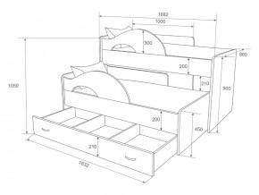 Кровать выкатная Радуга с ящиком 80х160 белая-голубой в Аше - asha.mebel74.com | фото 2