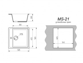 Кухонная мойка MS-21 в Аше - asha.mebel74.com | фото 2