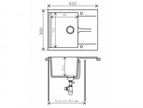 Мойка гранитная Gals-620 Белый хлопок 36 в Аше - asha.mebel74.com | фото 2