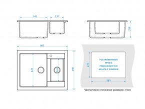 Мойка прямоугольная Санди Z19Q10 светло-серый в Аше - asha.mebel74.com | фото 2