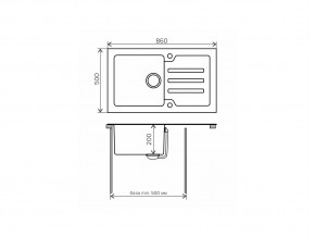 Мойка с керамическим стеклом Tolero TG-860 черное стекло в Аше - asha.mebel74.com | фото 3