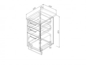 Н3Я 40 Модуль нижний Без Столешницы 3 ящика МН3Я 40 в Аше - asha.mebel74.com | фото