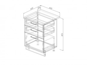 Н3Я 60 Модуль нижний Без Столешницы 3 ящика МН3Я 60 в Аше - asha.mebel74.com | фото