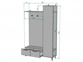 Прихожая с зеркалом Лофт V21_M в Аше - asha.mebel74.com | фото 3