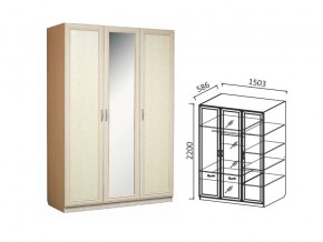 Шкаф 3-х ств 1500 для платья и белья Ивушка 7 дуб в Аше - asha.mebel74.com | фото