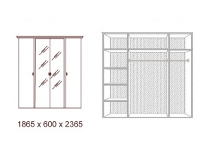 Шкаф 4-х дверный с зеркалами в Аше - asha.mebel74.com | фото