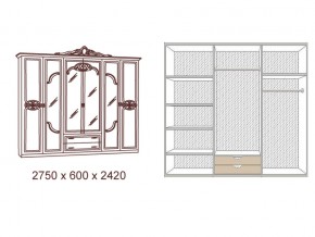 Шкаф 6-и дверный с зеркалами Ольга беж/золото матовый в Аше - asha.mebel74.com | фото 2