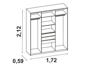 Шкаф-купе 012 трехдверный венге/дуб белфорт в Аше - asha.mebel74.com | фото 2