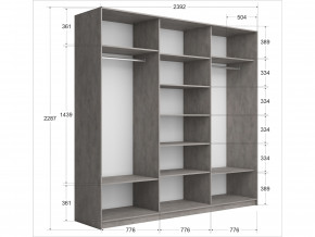 Шкаф-купе Прайм Широкий 3-х дверный три черных стекла Бетон в Аше - asha.mebel74.com | фото 2