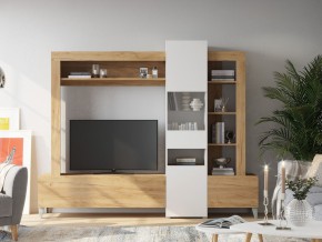 Стенка Сканди Крафт золотой-белый в Аше - asha.mebel74.com | фото 2