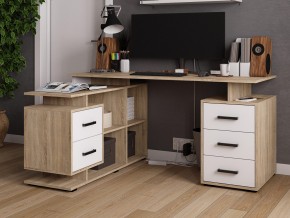 Стол компьютерный угловой СКМУ-3 дуб сонома/белый в Аше - asha.mebel74.com | фото