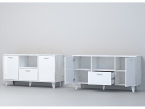 Тумба Эго Т-2 бетон светлый/белый глянец на ножках в Аше - asha.mebel74.com | фото