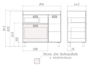 Тумба под умывальник Elen 90 Куб Cube с 2 верхними ящиками В2 в Аше - asha.mebel74.com | фото 3