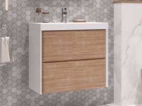 Тумба с раковиной Gesso 70 подвесная белый/дерево в Аше - asha.mebel74.com | фото