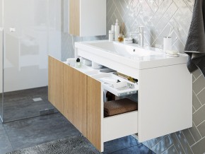 Тумба с раковиной Klaufs 80.1Y подвесная белый/дерево в Аше - asha.mebel74.com | фото 5